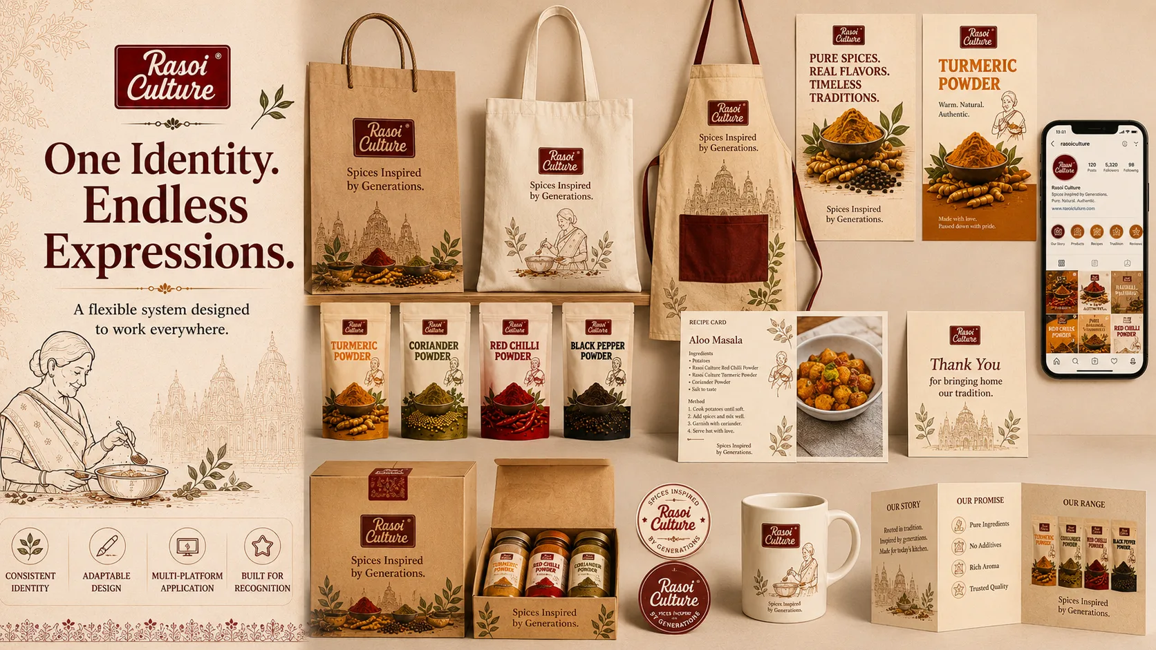 Rasoi Culture — Packaging Design packaging & visual design mockup 16 by Raghav Chopra